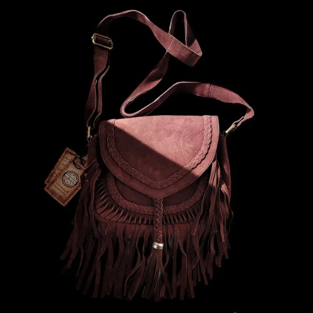 Genuine cowhide Western Cowgirl Style Cross Body Messenger Bag. - Picture 8 of 8